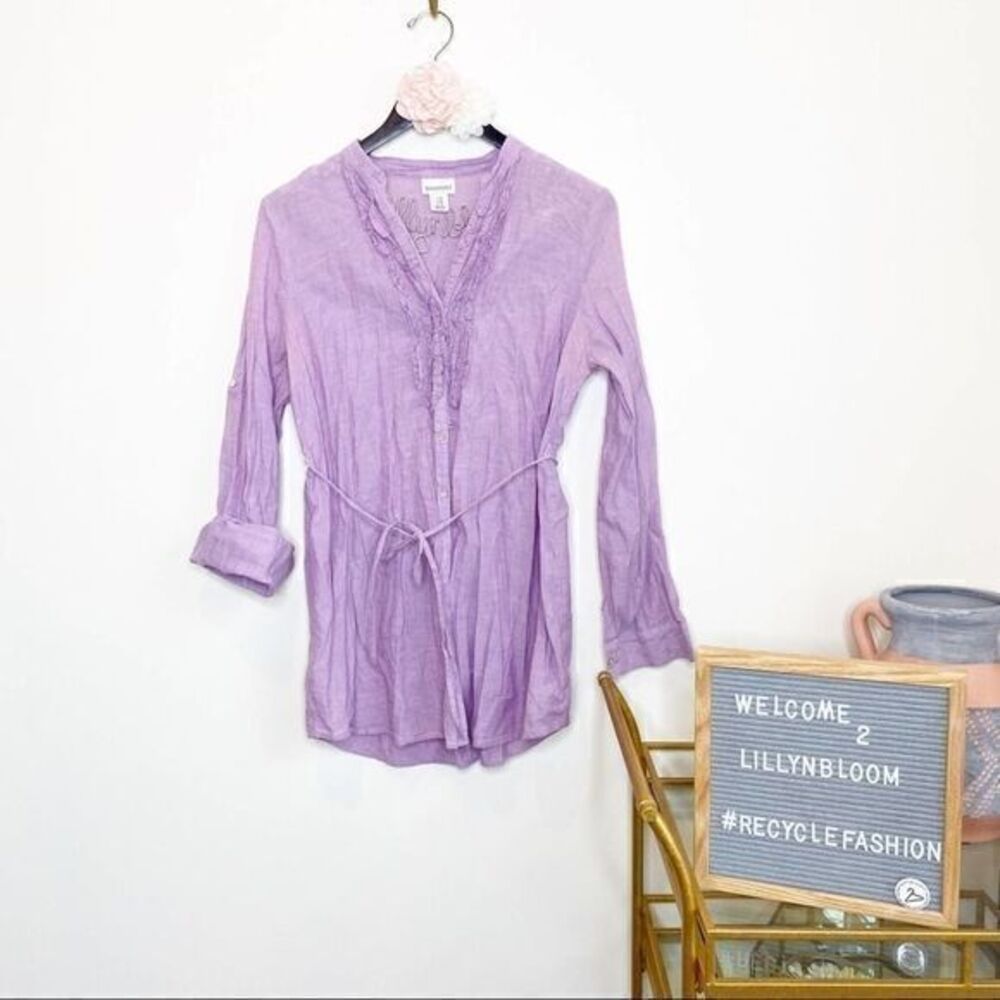 Motherhood Maternity Purple buttondown tunic shirt
